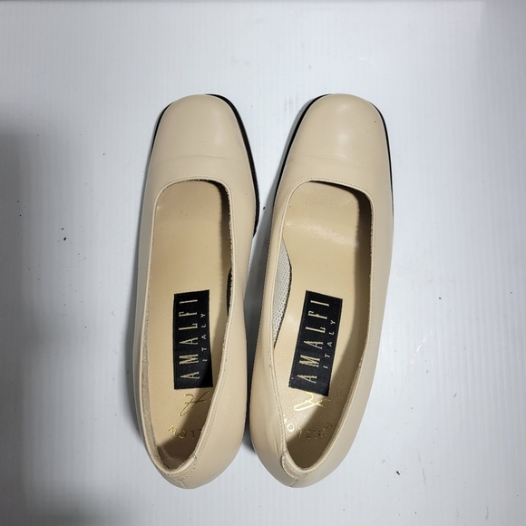 ❤️ 3 for $35 Amalfi leather block heel square toe beige neutral tan shoes 6.5 - Picture 6 of 7